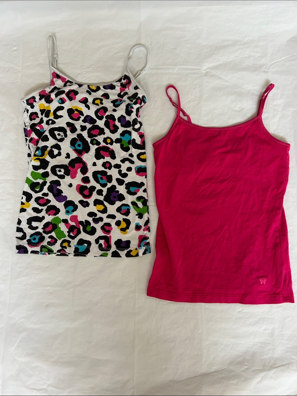 Girls' Bright Pink & Multicolor Leopard Tank Tops - Set of 2